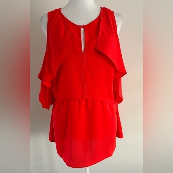 New! Gibson Latimer Cold Shoulder red Top Blouse - Picture 1 of 6